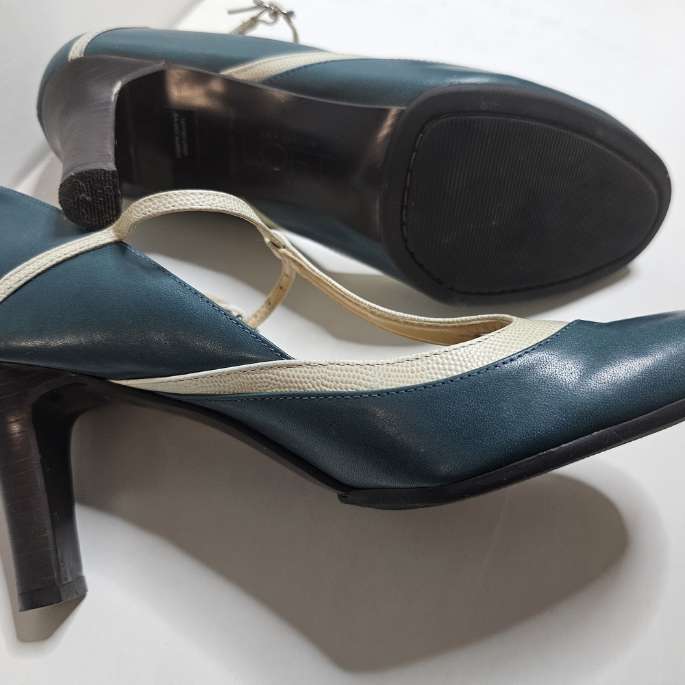 LOFT Women's Teal and Beige T-Strap Flats - Picture 8 of 15
